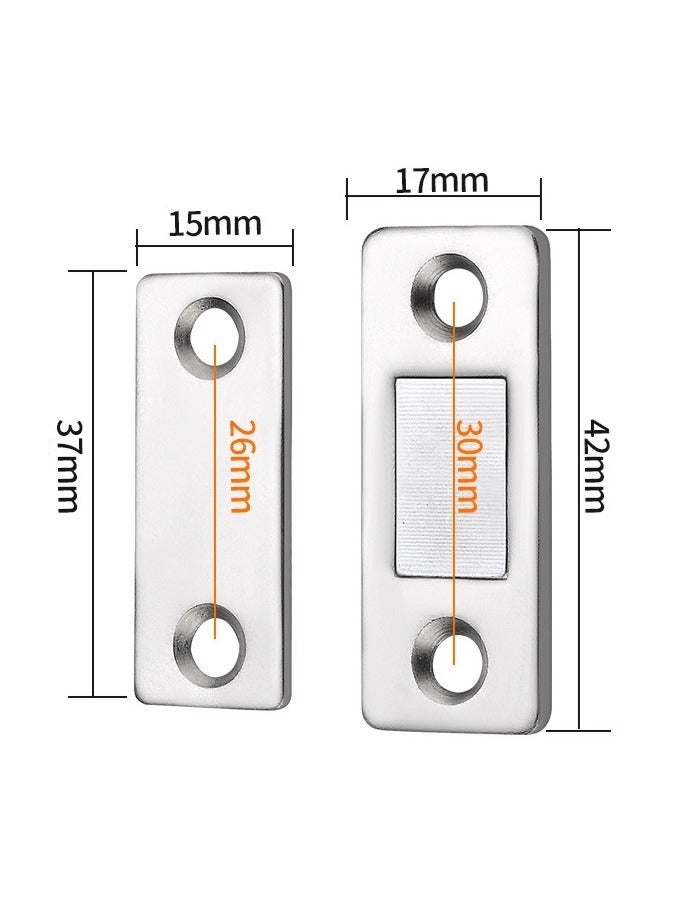 10 Pieces Cabinet Magnetic Catch Tool Set, Ultra Thin Cabinet Door Magnetic Catch for Drawer, Magnets Adhesive Cabinet Latch Magnetic Closures for Kitchen Closet and Door Closing, Magnetic Door Catch Closer (Silver/Red) - Image 2